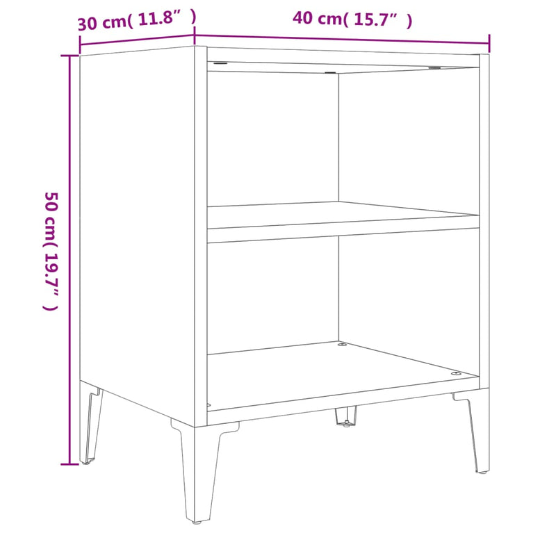 Nachtkastjes 2 st met metalen poten 40x30x50 cm gerookt eiken MeubelReus