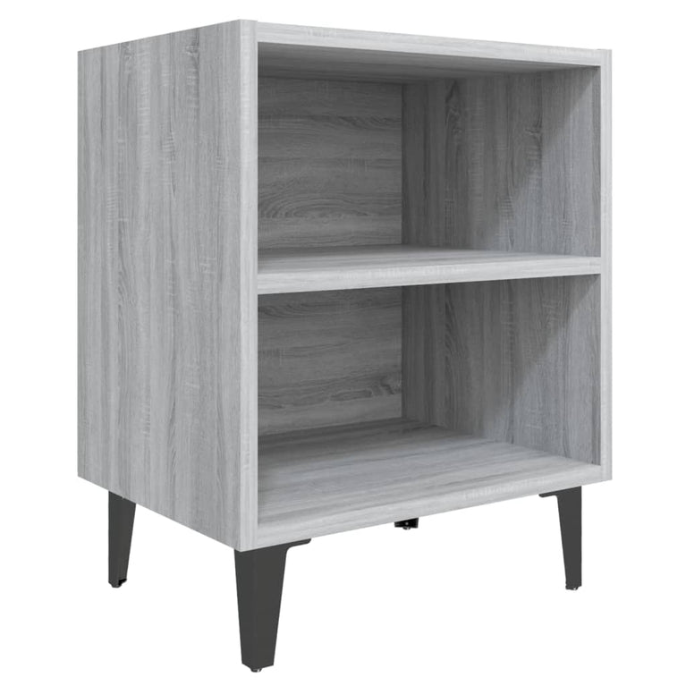 Nachtkastje met metalen poten 40x30x50 cm grijs sonoma eiken MeubelReus