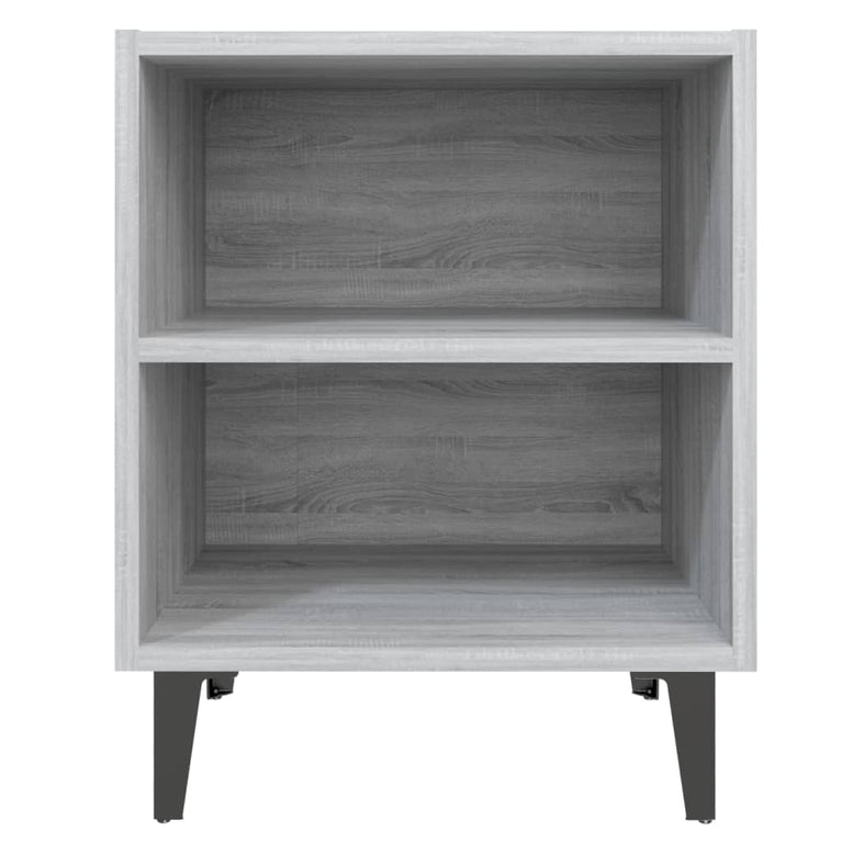 Nachtkastje met metalen poten 40x30x50 cm grijs sonoma eiken MeubelReus