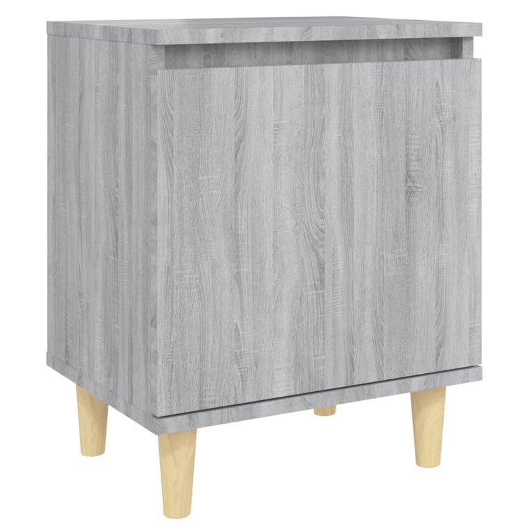 Nachtkastjes 2 st met houten poten 40x30x50 cm grijs sonoma MeubelReus