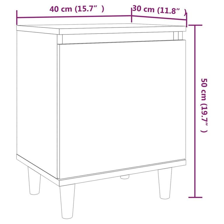 Nachtkastjes 2 st met houten poten 40x30x50 cm grijs sonoma MeubelReus