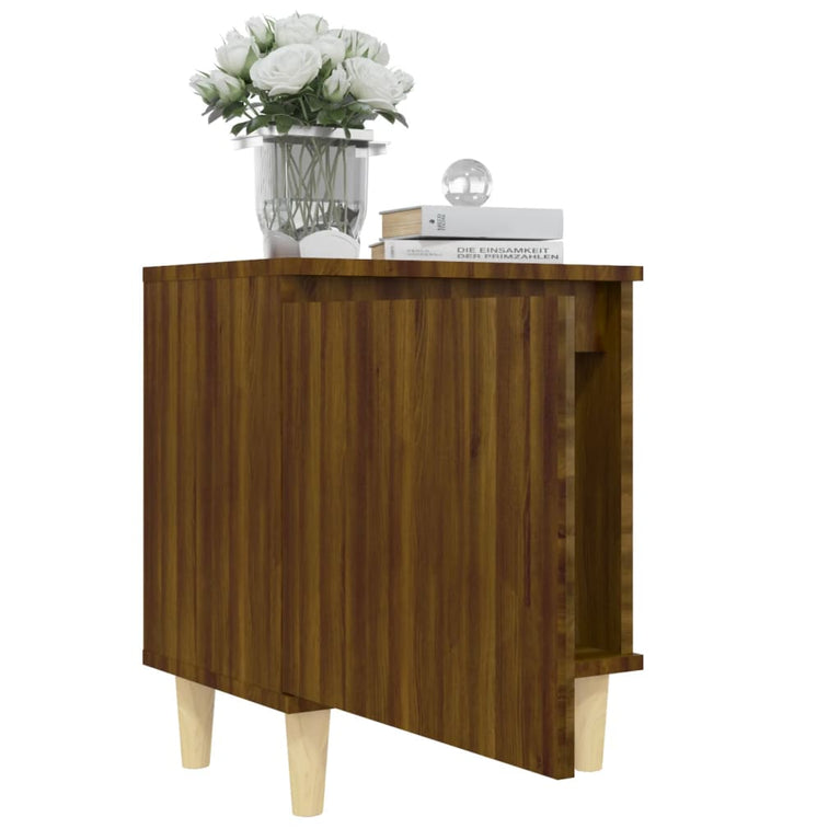 Nachtkastjes 2 st met houten poten 40x30x50 cm bruineikenkleur MeubelReus
