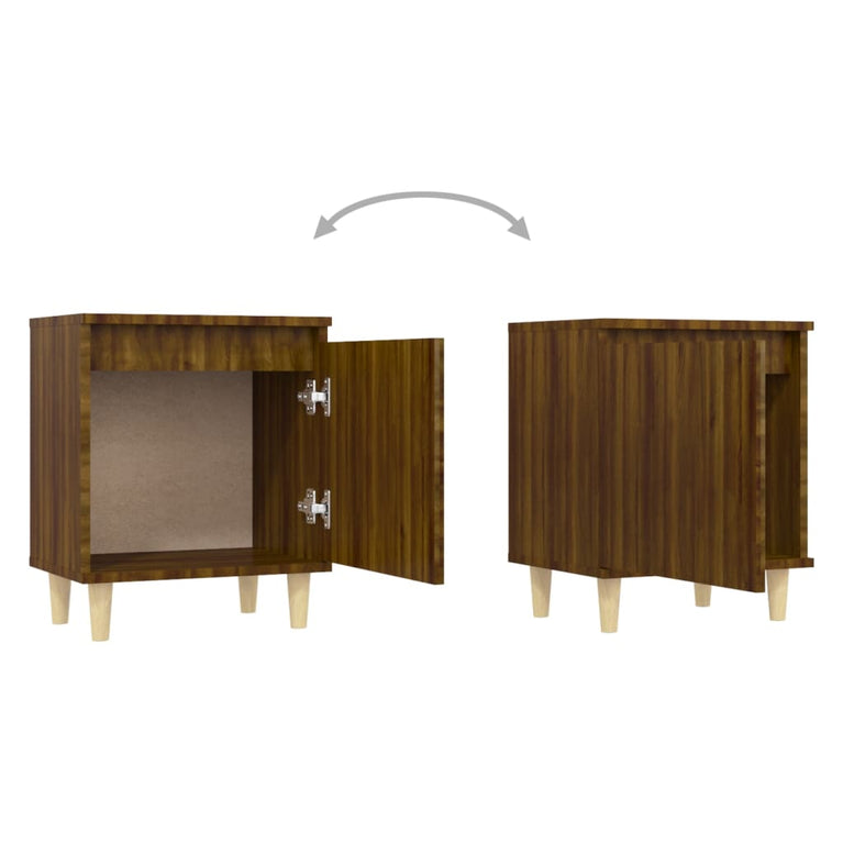 Nachtkastjes 2 st met houten poten 40x30x50 cm bruineikenkleur MeubelReus