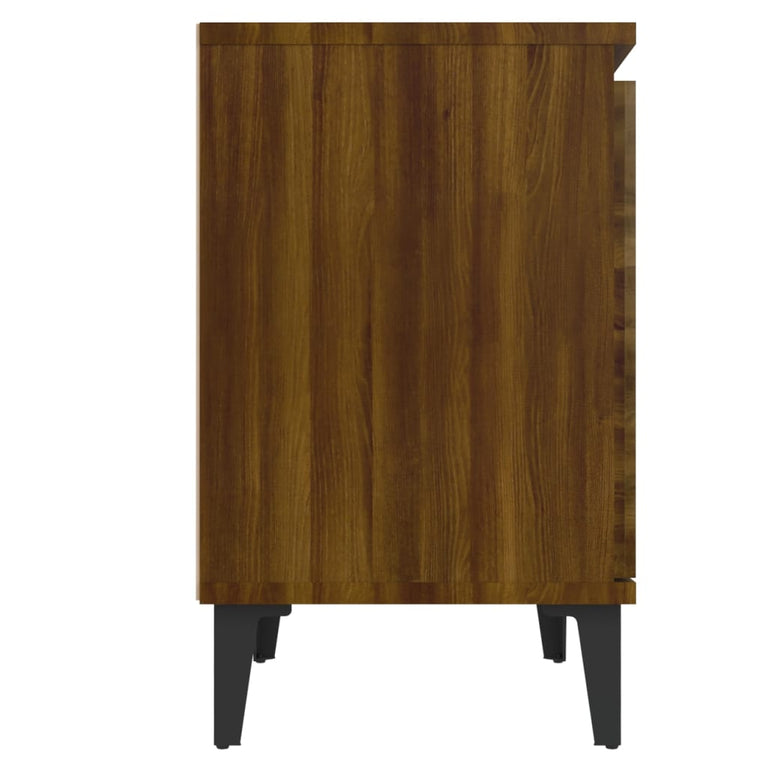 Nachtkastjes 2 st met metalen poten 40x30x50 cm bruineikenkleur MeubelReus