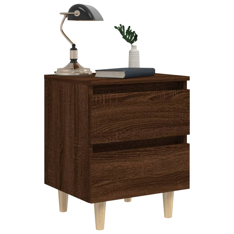 Nachtkastjes 2 st met houten poten 40x35x50 cm bruineikenkleur MeubelReus