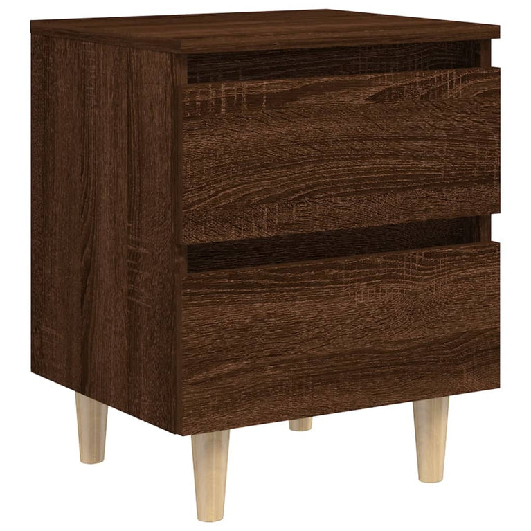 Nachtkastjes 2 st met houten poten 40x35x50 cm bruineikenkleur MeubelReus