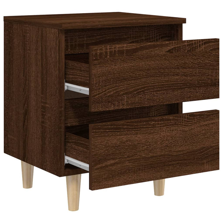Nachtkastjes 2 st met houten poten 40x35x50 cm bruineikenkleur MeubelReus