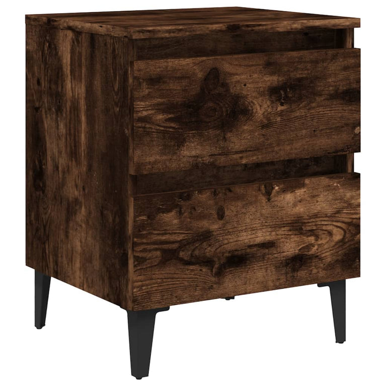 Nachtkastjes 2 st met metalen poten 40x35x50 cm gerookt eiken MeubelReus