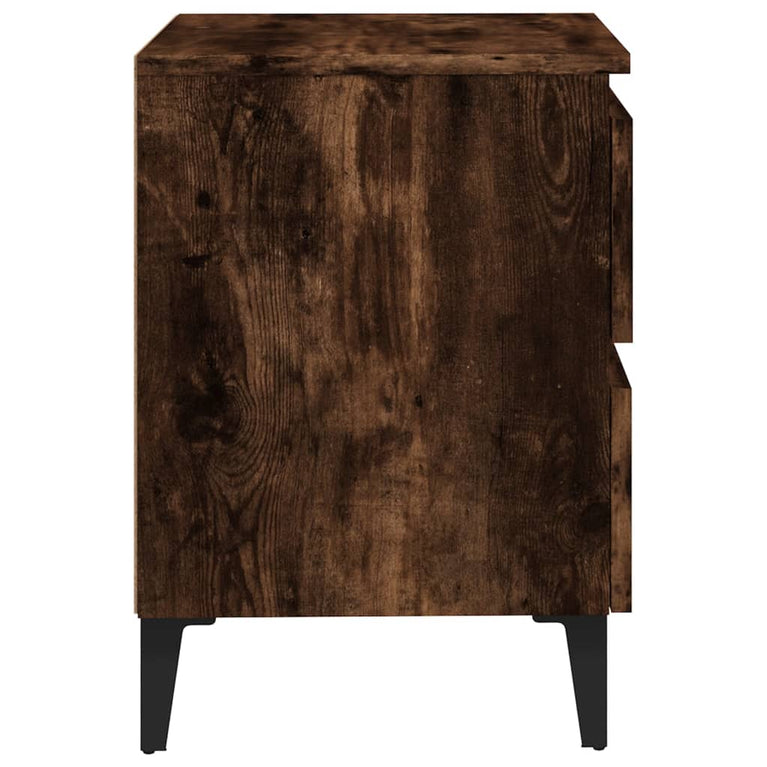 Nachtkastjes 2 st met metalen poten 40x35x50 cm gerookt eiken MeubelReus