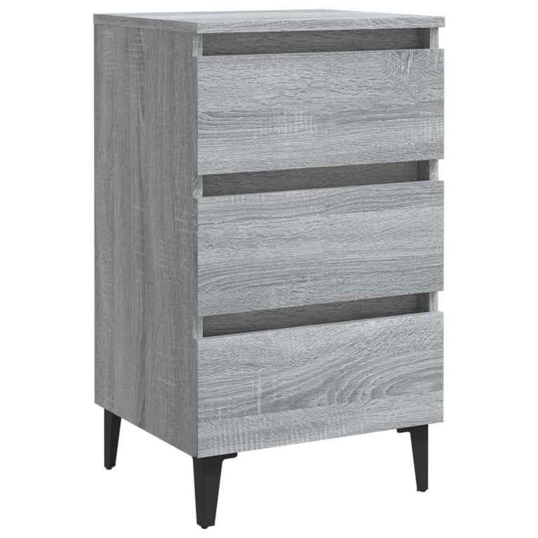 Nachtkastjes 2 st met metalen poten 40x35x69 cm grijs sonoma
