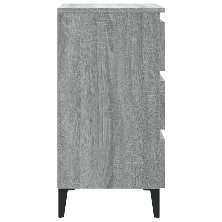 Nachtkastjes 2 st met metalen poten 40x35x69 cm grijs sonoma