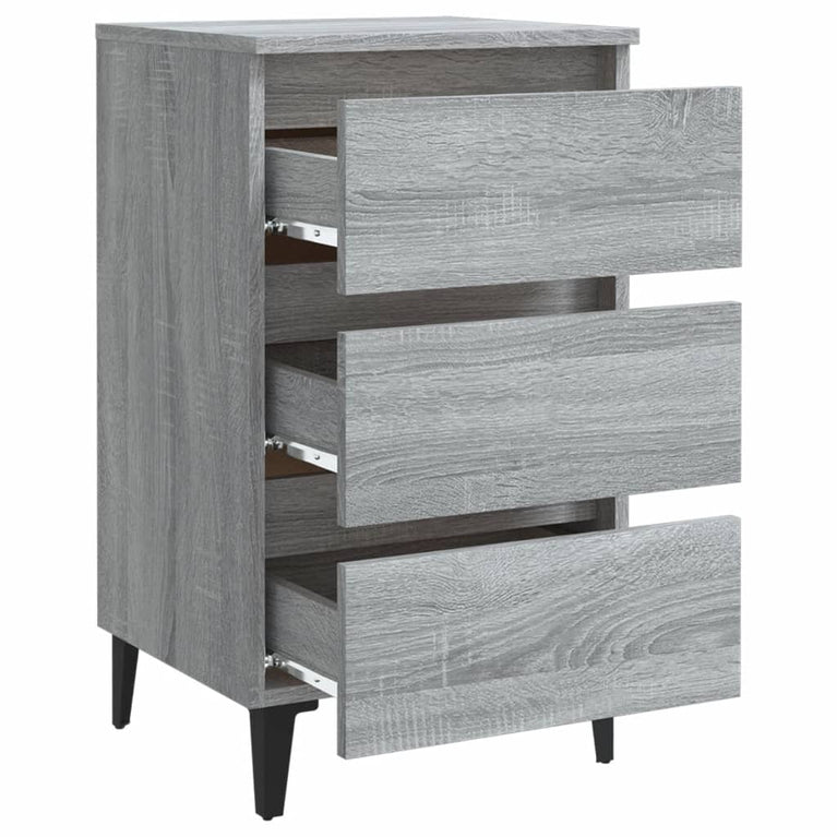 Nachtkastjes 2 st met metalen poten 40x35x69 cm grijs sonoma