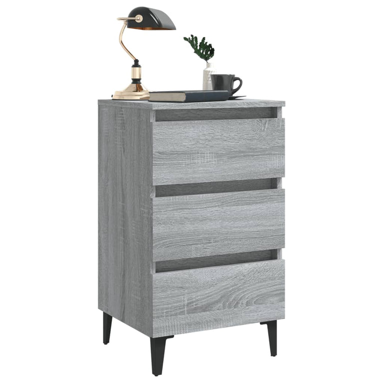 Nachtkastjes 2 st met metalen poten 40x35x69 cm grijs sonoma