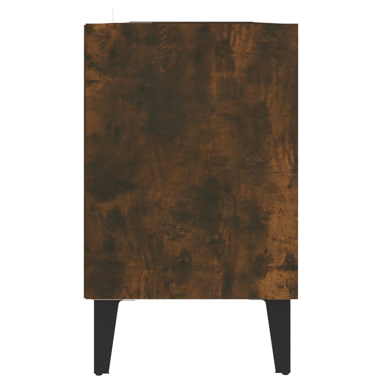 Tv-meubel met metalen poten 103,5x30x50 cm gerookt eikenkleurig