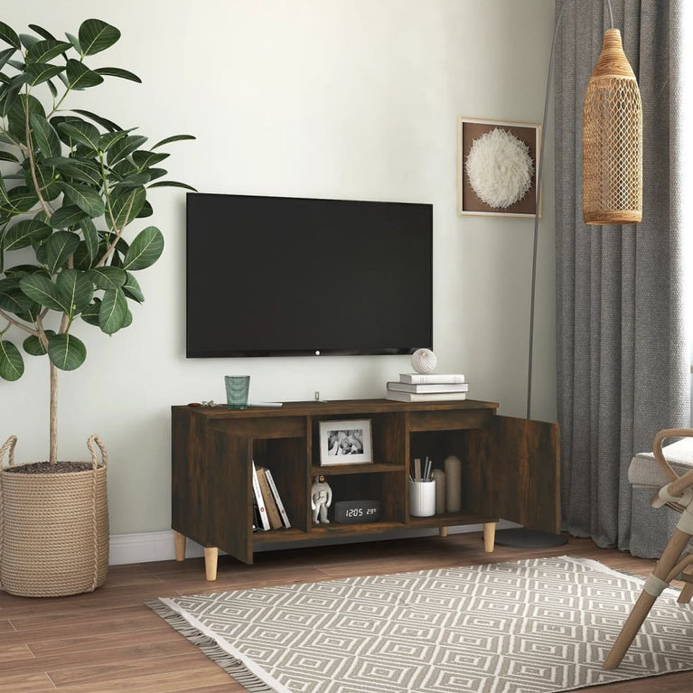 Tv-meubel met houten poten 103,5x35x50 cm gerookt eikenkleurig MeubelReus
