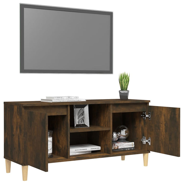 Tv-meubel met houten poten 103,5x35x50 cm gerookt eikenkleurig MeubelReus