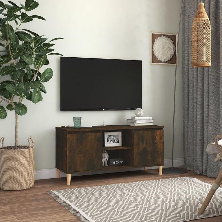 Tv-meubel met houten poten 103,5x35x50 cm gerookt eikenkleurig MeubelReus