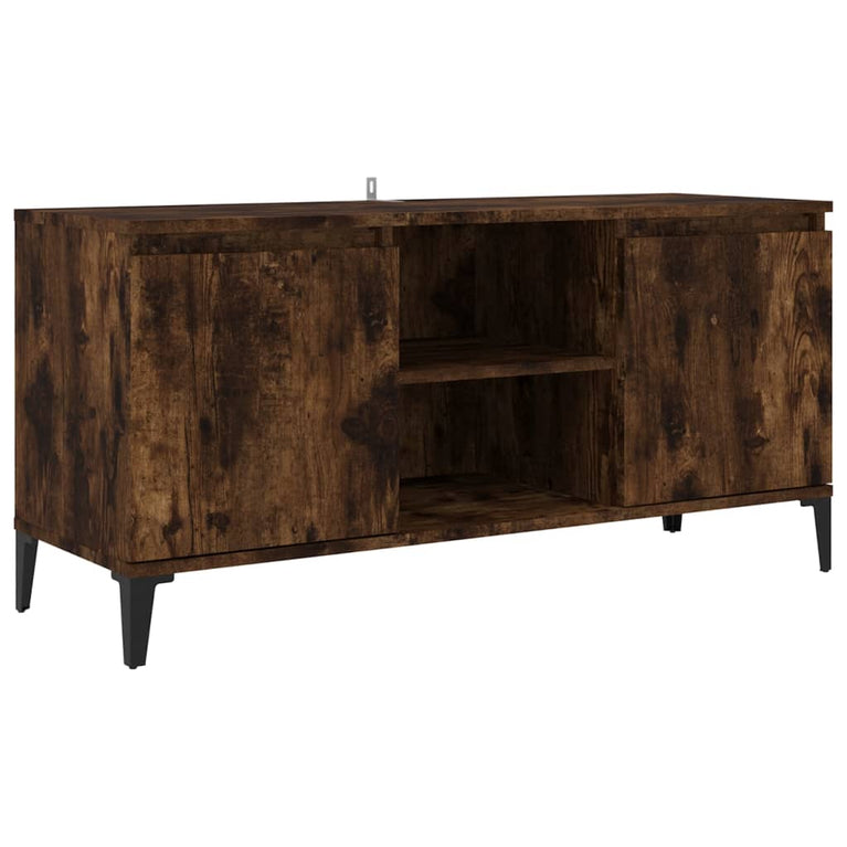 Tv-meubel met metalen poten 103,5x35x50 cm gerookt eikenkleurig MeubelReus
