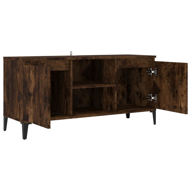 Tv-meubel met metalen poten 103,5x35x50 cm gerookt eikenkleurig MeubelReus