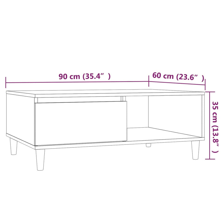 Salontafel 90x60x35 cm spaanplaat gerookt eikenkleurig MeubelReus