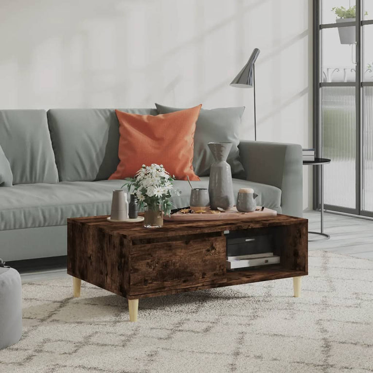 Salontafel 90x60x35 cm spaanplaat gerookt eikenkleurig MeubelReus