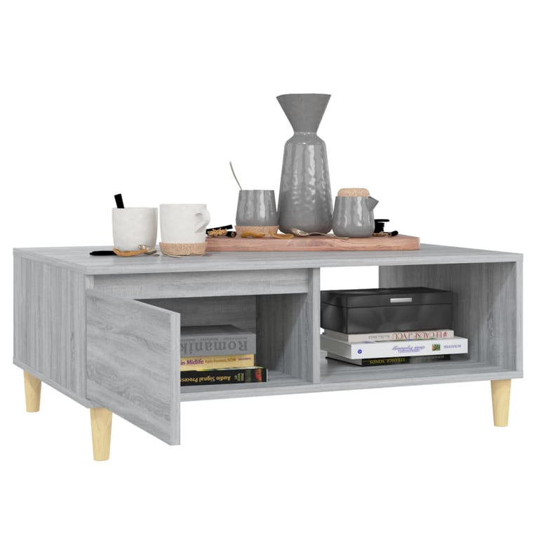 Salontafel 90x60x35 cm bewerkt hout grijs sonoma eikenkleurig MeubelReus