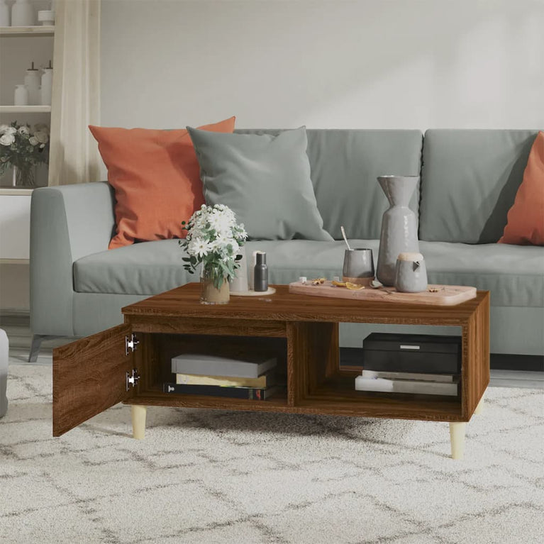 Salontafel 90x60x35 cm bewerkt hout bruin eikenkleur MeubelReus