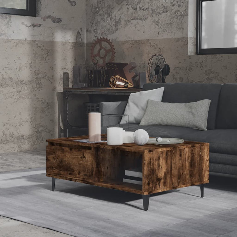 Salontafel 90x60x35 cm spaanplaat gerookt eikenkleurig MeubelReus