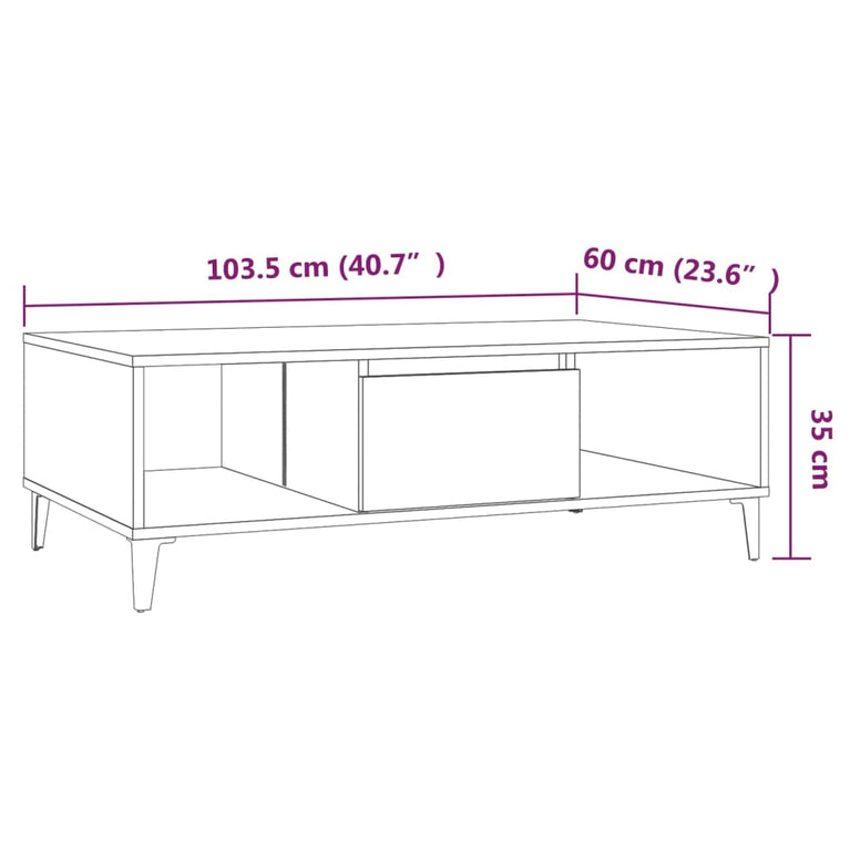 Salontafel 103,5x60x35 cm spaanplaat gerookt eikenkleurig MeubelReus