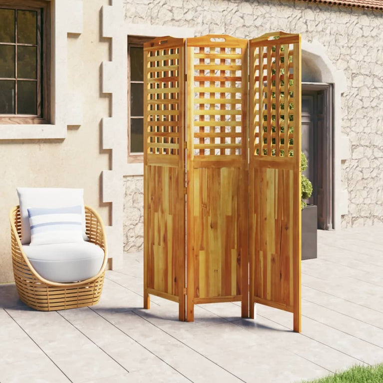 Kamerscherm met 3 panelen 121,5x2x180 cm massief acaciahout MeubelReus