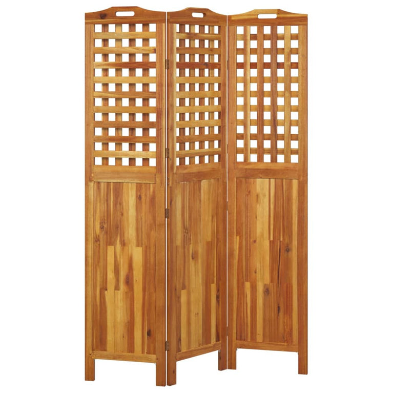 Kamerscherm met 3 panelen 121,5x2x180 cm massief acaciahout MeubelReus