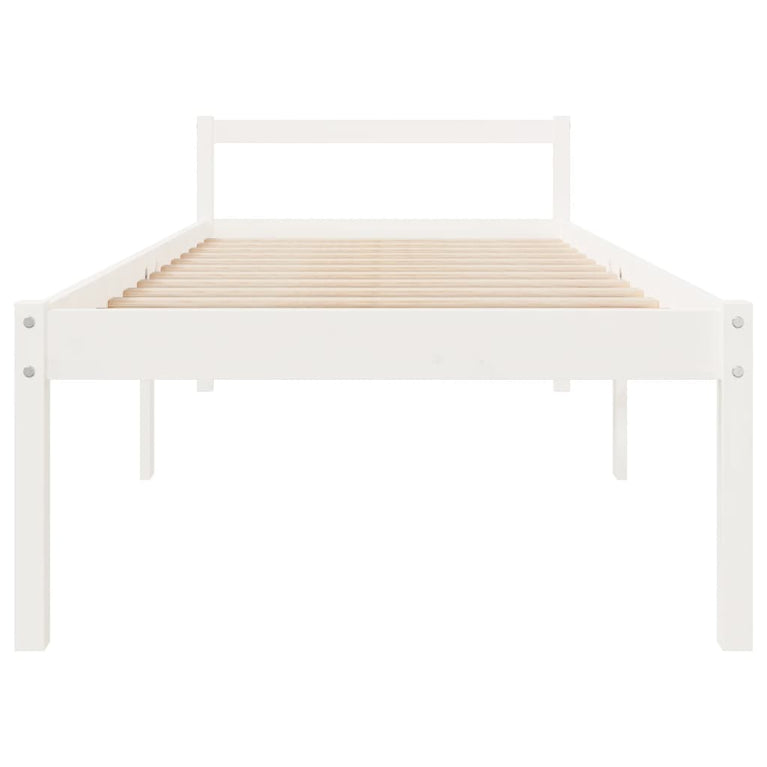 Seniorenbed massief grenenhout wit 75x190 cm Small Single
