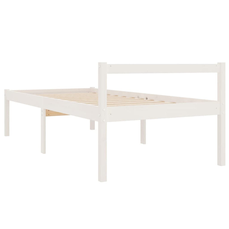 Seniorenbed massief grenenhout wit 90x190 cm Small Single
