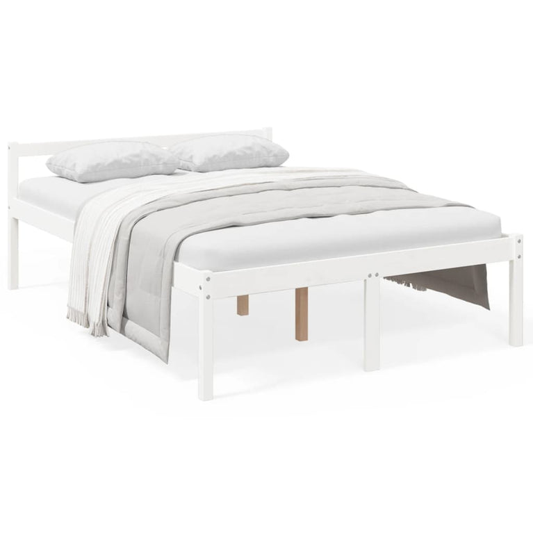 Seniorenbed massief grenenhout wit 120x190 cm Small Double