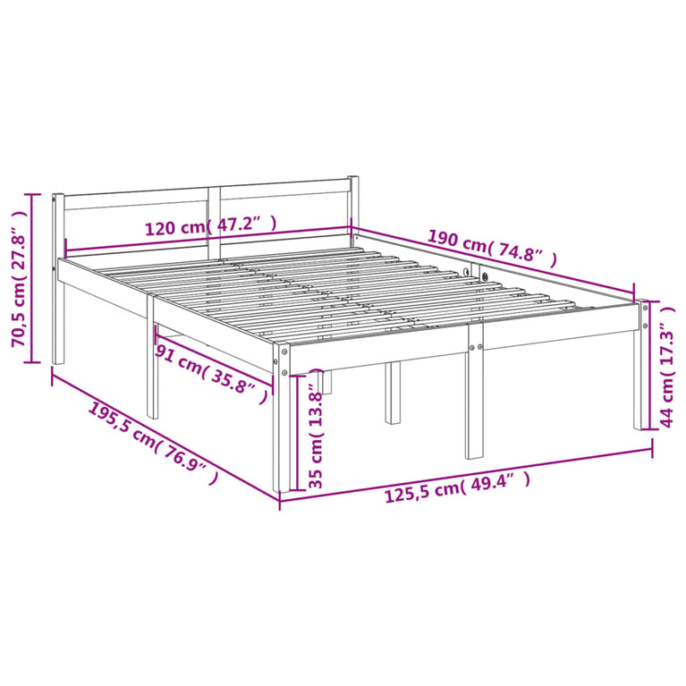 Seniorenbed massief grenenhout wit 120x190 cm Small Double