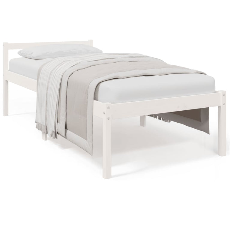 Seniorenbed massief grenenhout wit 90x200 cm