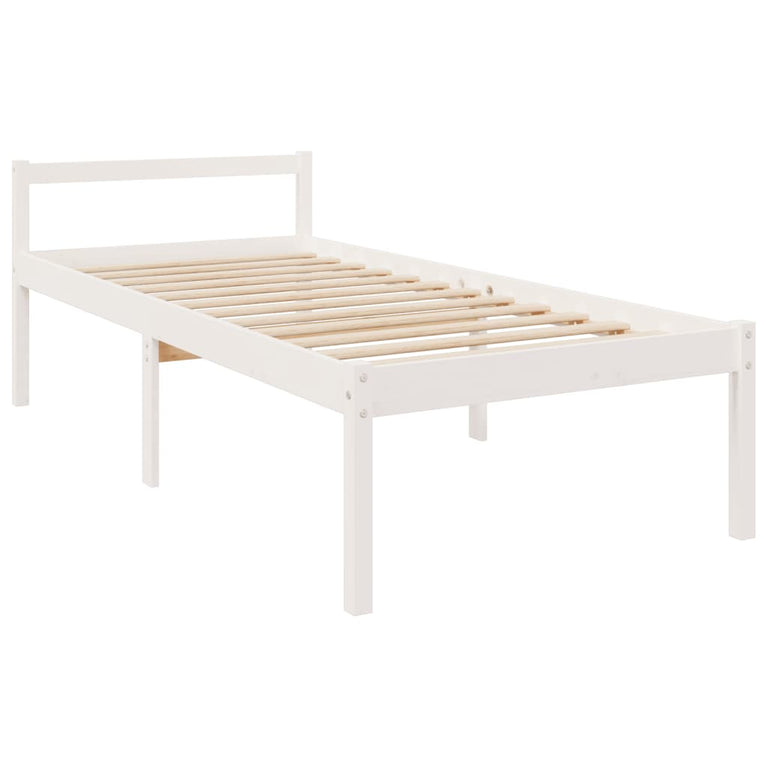 Seniorenbed massief grenenhout wit 90x200 cm