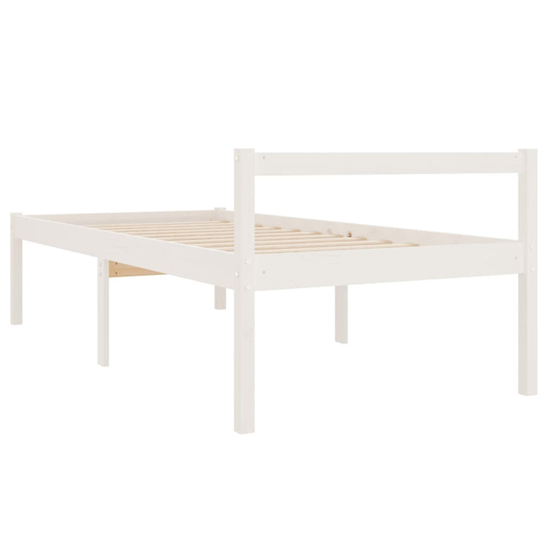 Seniorenbed massief grenenhout wit 90x200 cm