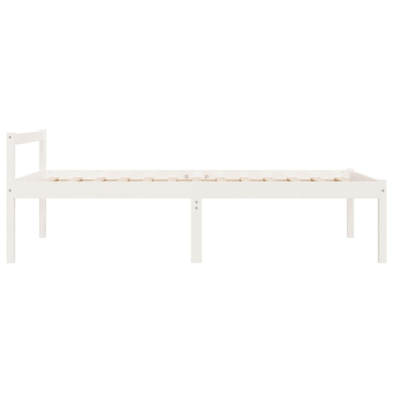 Seniorenbed massief grenenhout wit 90x200 cm