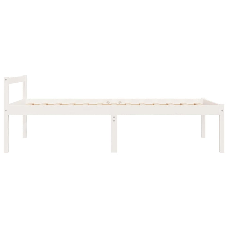 Seniorenbed massief grenenhout wit 100x200 cm