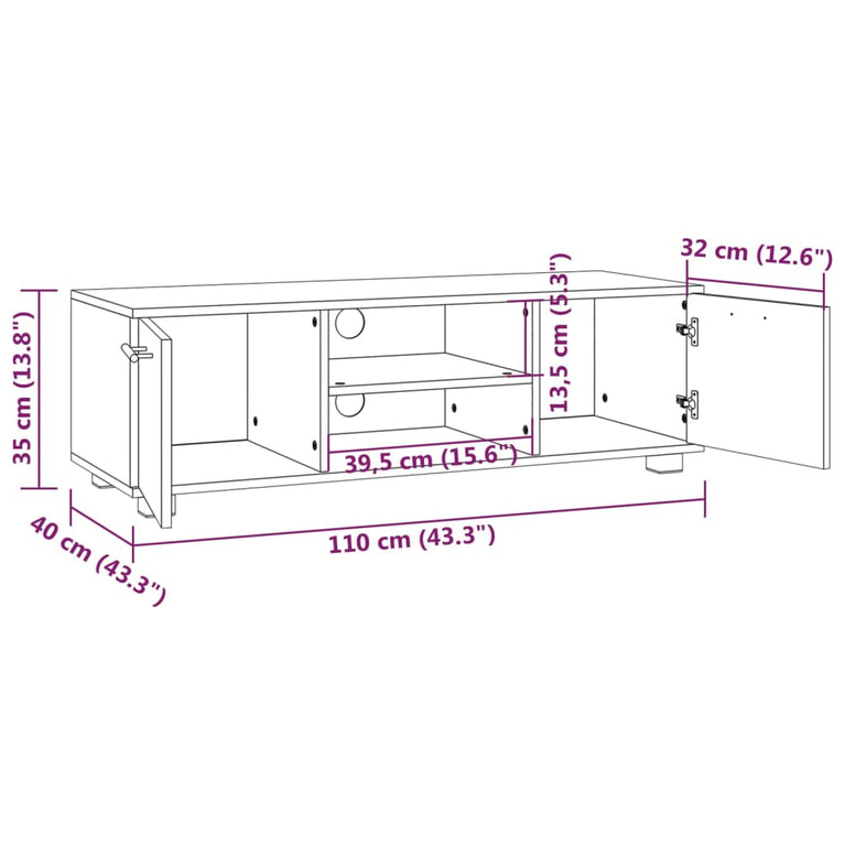 Tv-meubel 110x40x35 cm bewerkt hout gerookt eikenkleurig MeubelReus