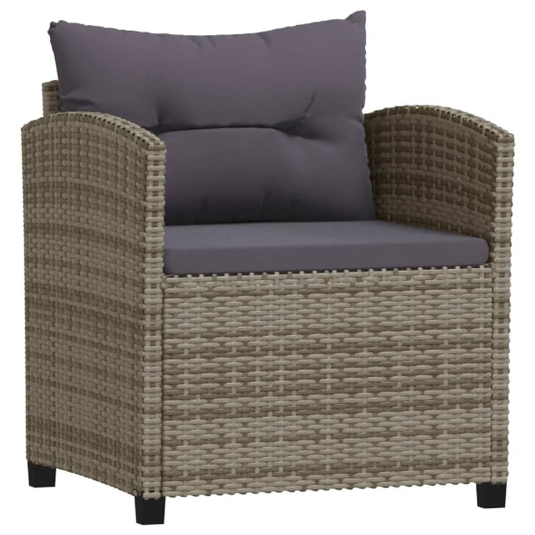 3-delige Loungeset met kussens poly rattan grijs MeubelReus