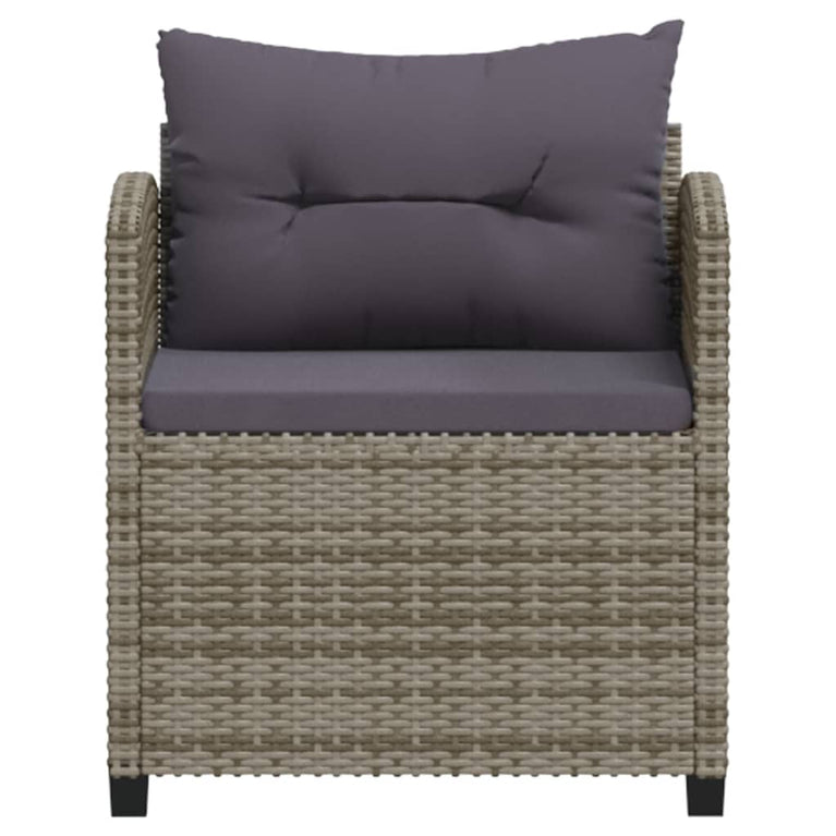 3-delige Loungeset met kussens poly rattan grijs MeubelReus
