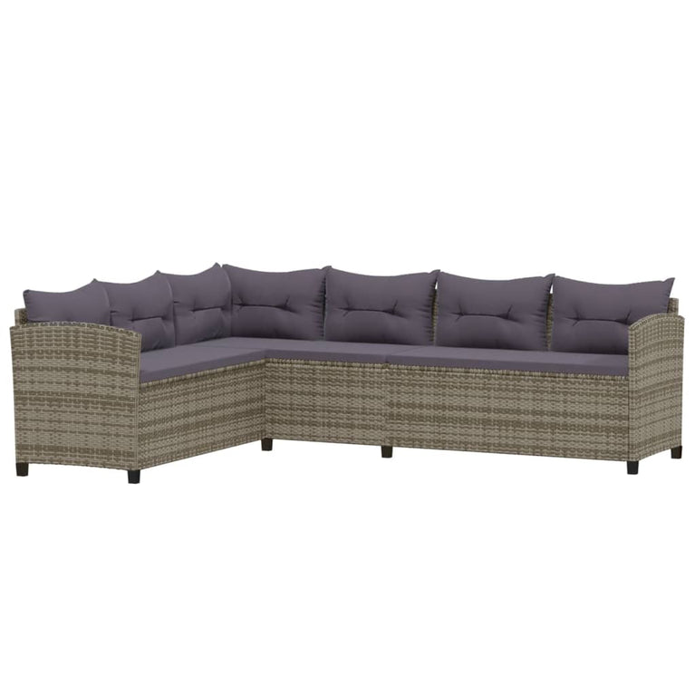 3-delige Loungeset met kussens poly rattan grijs MeubelReus