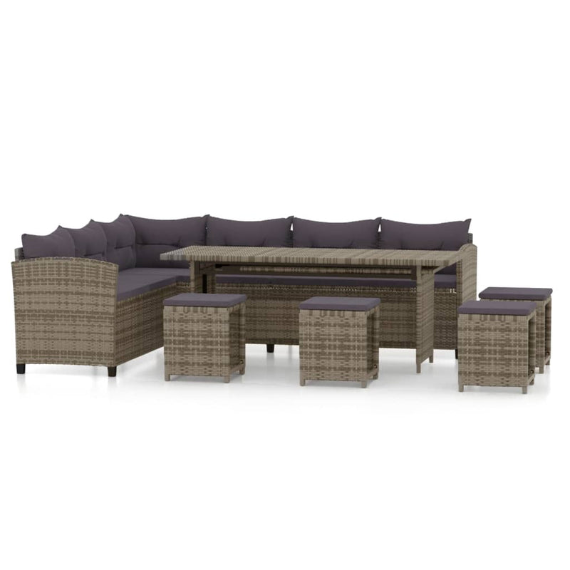 6-delige Loungeset met kussens poly rattan grijs MeubelReus