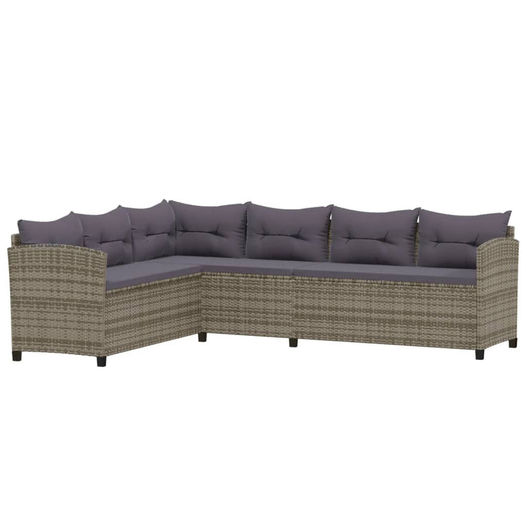 7-delige Loungeset met kussens poly rattan grijs MeubelReus