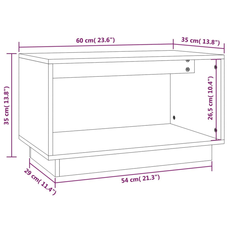 Tv-meubel 60x35x35 cm massief grenenhout honingbruin MeubelReus