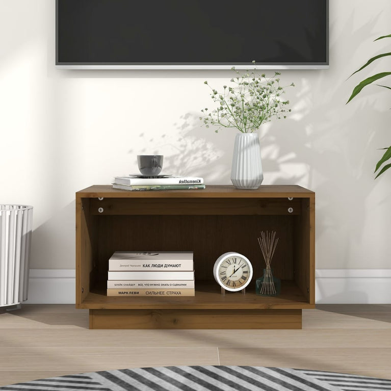 Tv-meubel 60x35x35 cm massief grenenhout honingbruin MeubelReus