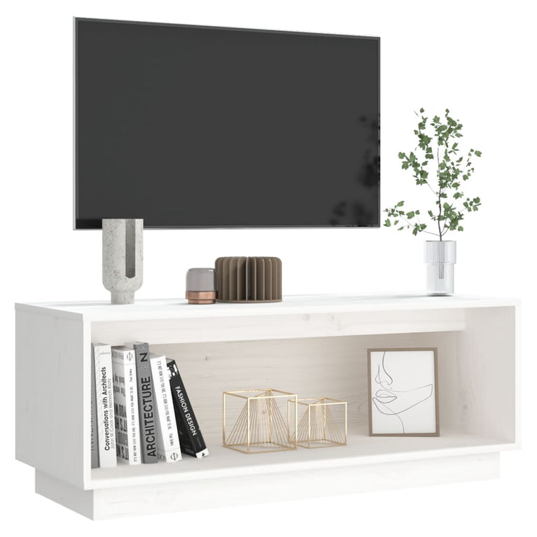 Tv-meubel 90x35x35 cm massief grenenhout wit MeubelReus