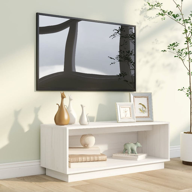 Tv-meubel 90x35x35 cm massief grenenhout wit MeubelReus